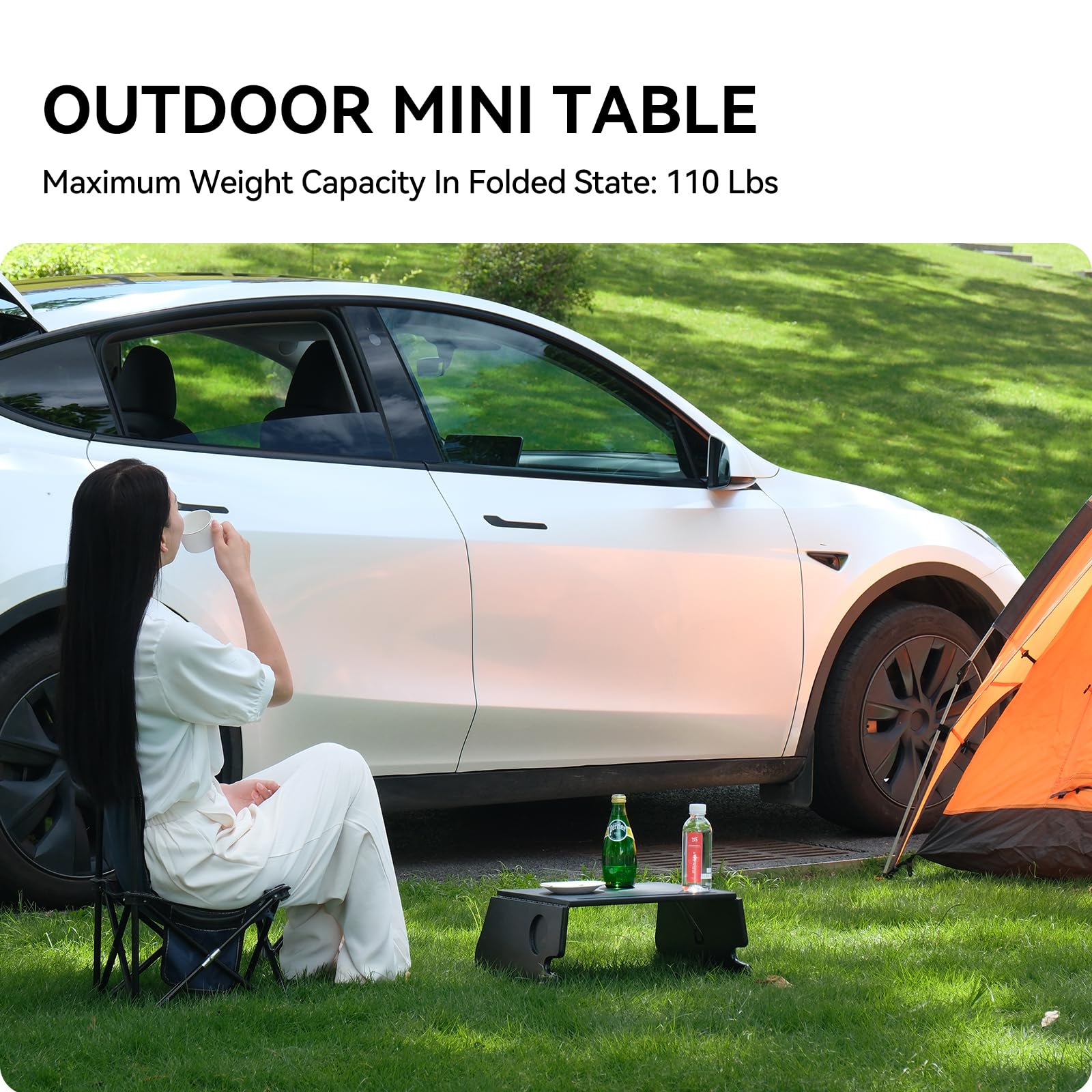 YONZEE outdoor folding table folds compactly for travel