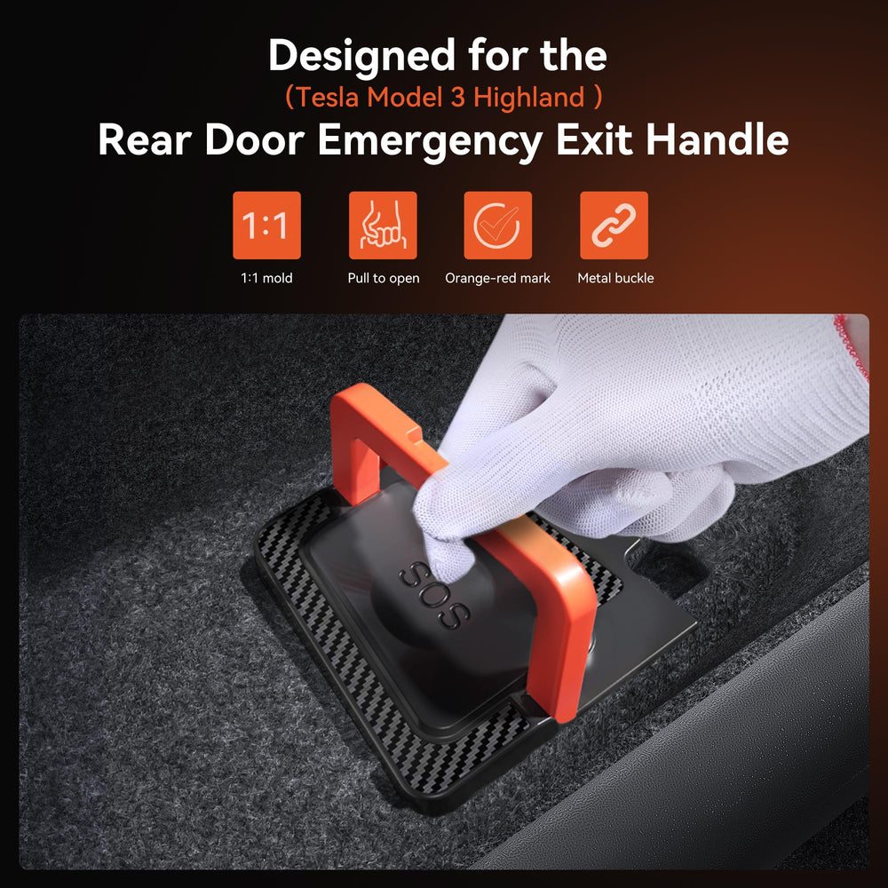 YONZEE rear door escape handle installed on Tesla Model 3 Highland for reliable egress