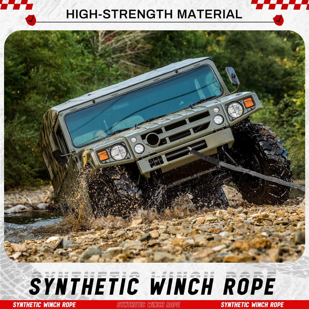 Off-road recovery with Yoojahow winch cable on rugged terrain.