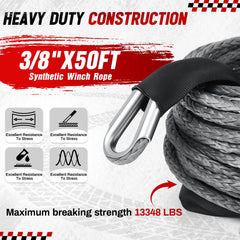 Protective sleeve for Yoojahow winch rope, gray, reduces abrasion during recovery.