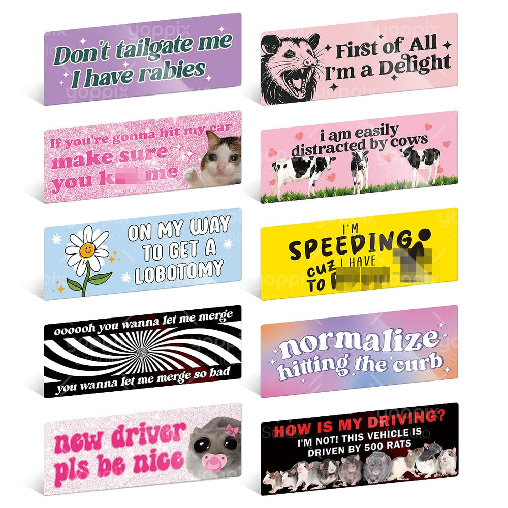 Yoppix bumper magnets with hilarious designs for cars, adding humor to drives