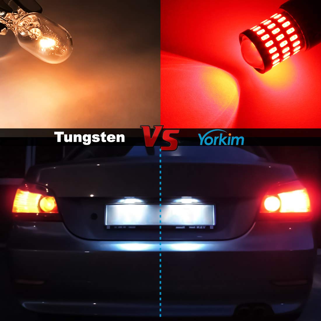 Yorkim 3157 red LED bulb HD projector for stronger light beam.