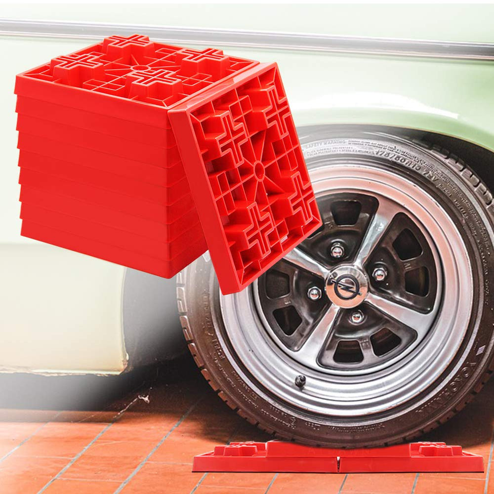 YoSager leveling blocks durable bottom construction helps prevent sinking on soft ground during camping.