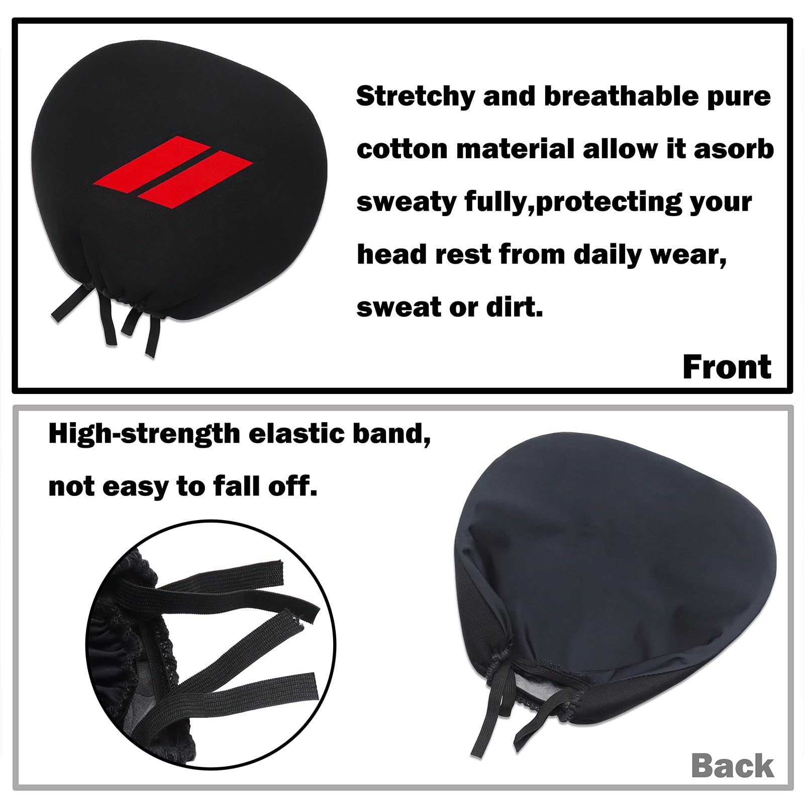 YOSRTER red-trim headrest cover adds stylish contrast to dark interiors.