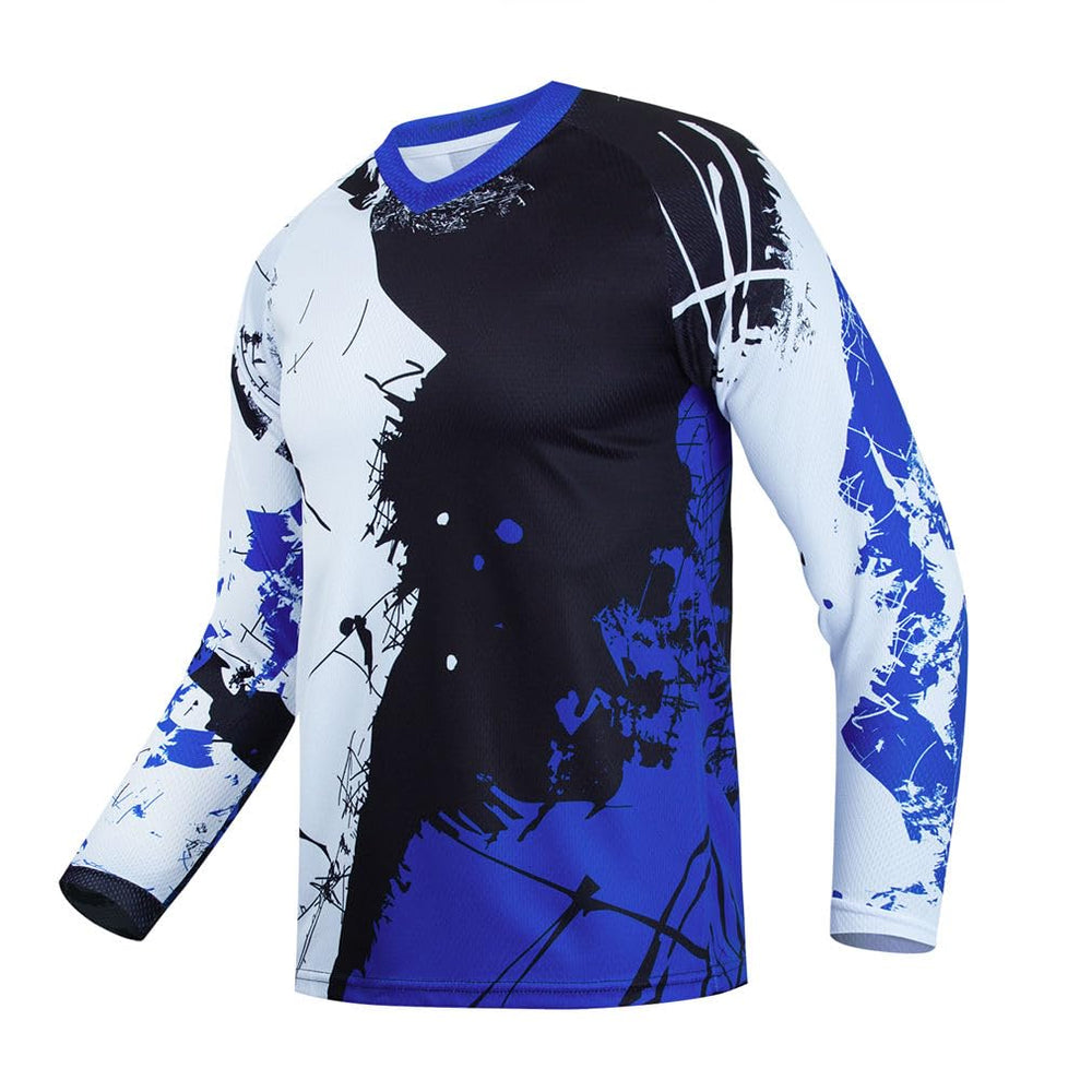 YOUALSO Youth Dirt Bike Jersey front view in blue, breathable fabric ideal for active rides.