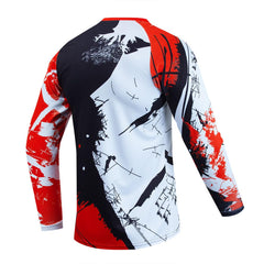 YOUALSO Youth Dirt Bike Jersey red close-up shows vibrant sublimation that lasts after wash.