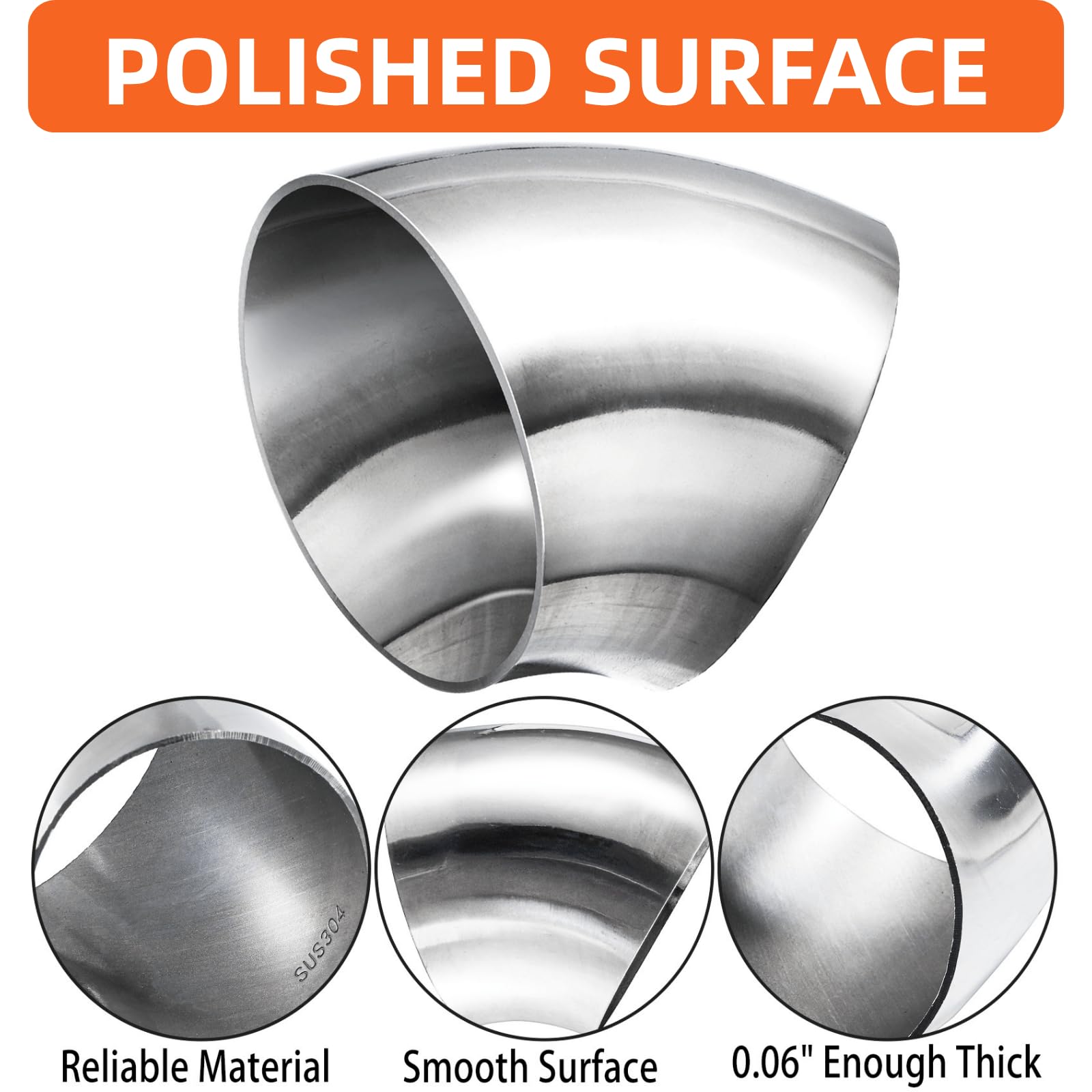 Youeon 16ga 0.06in wall thickness elbow highlighting precise wall thickness for strong joints.