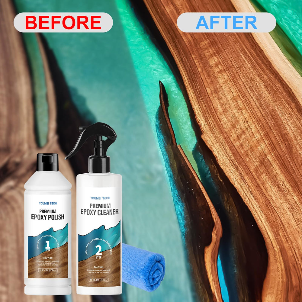 YOUMEITECH resin polishing kit creates a smooth, high-gloss finish on cured epoxy surfaces.