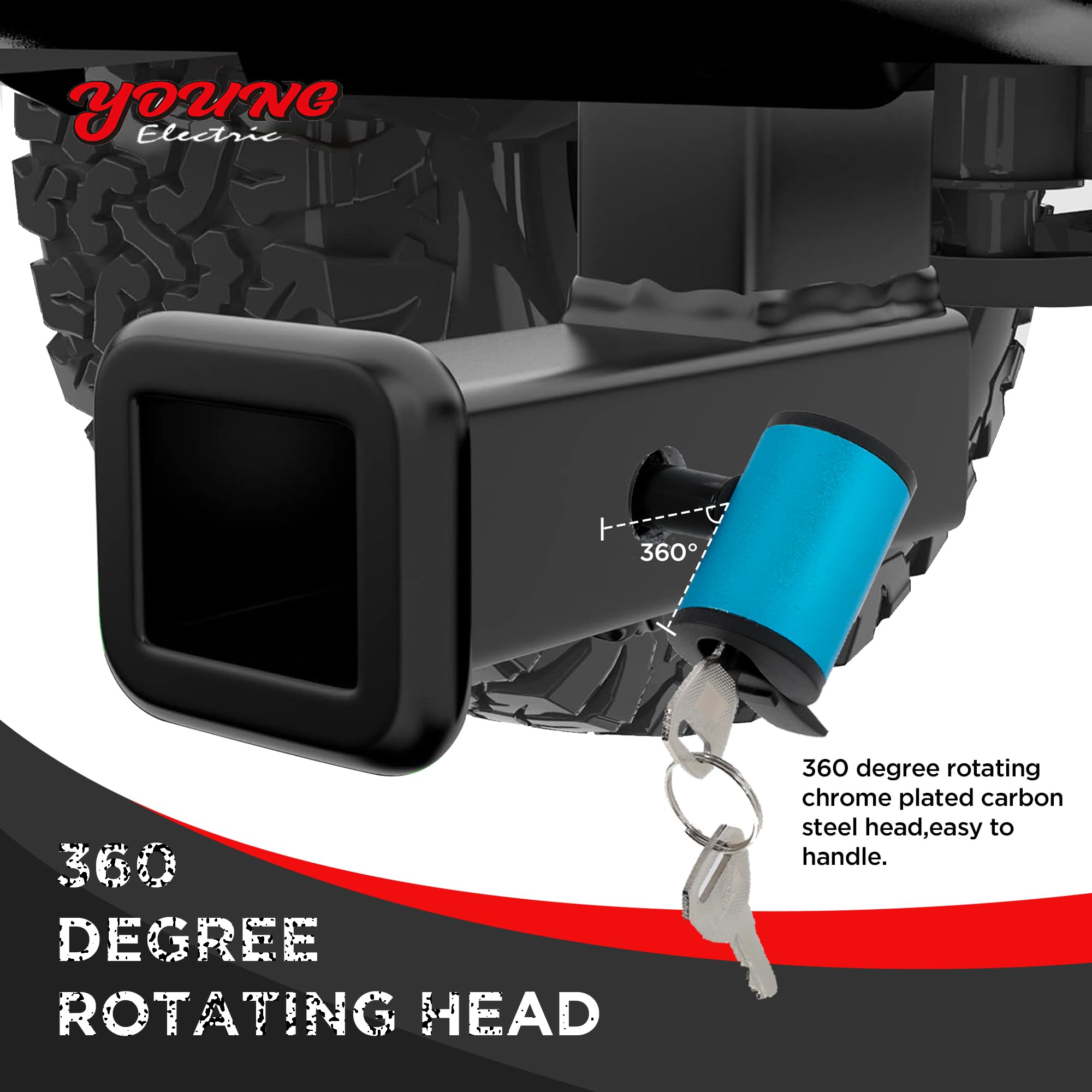 Young Electric M16 blue pin installed on OutfitR rack supports up to 200LBS.