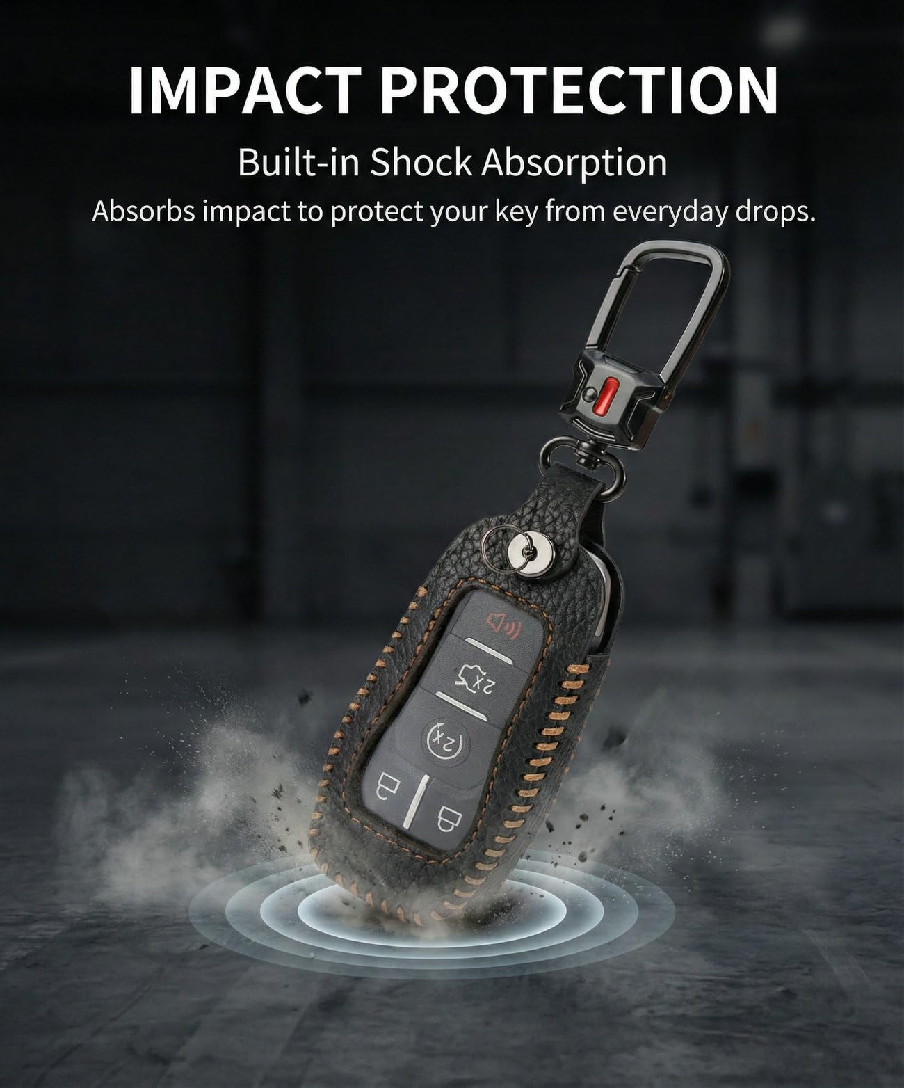 YONUFI Mustang key fob cover leather offers slim protection with clear button visibility