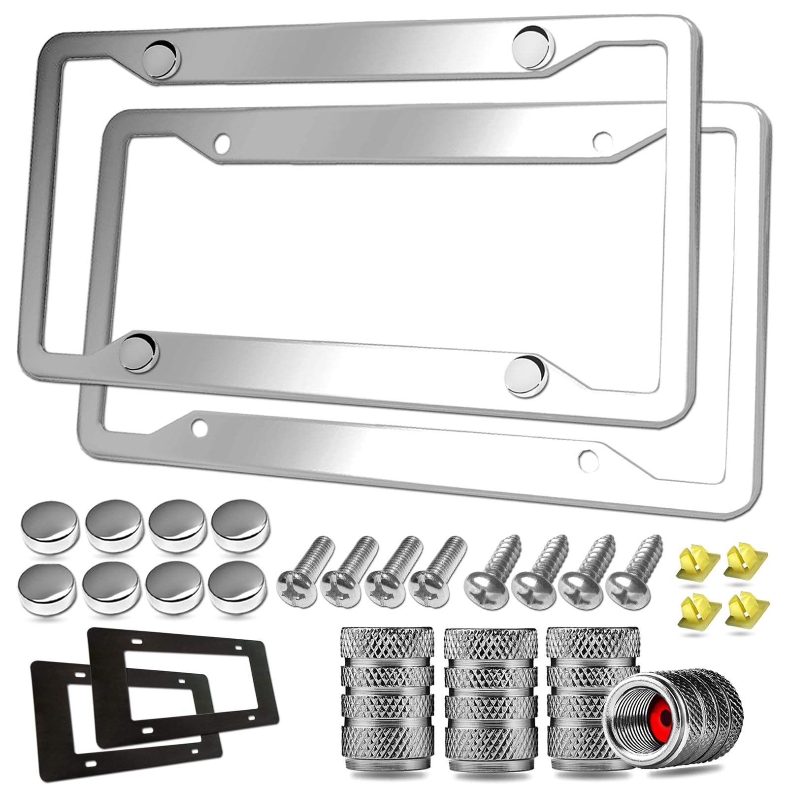 YoUoY stainless steel license plate frame 2-pack for durable front and rear mounting