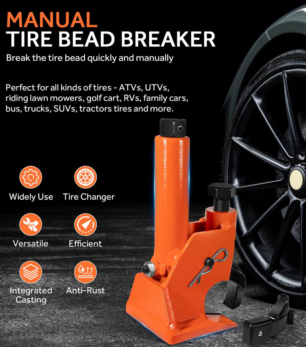 Yoursme bead breaker in use on large ATV tires for bead removal