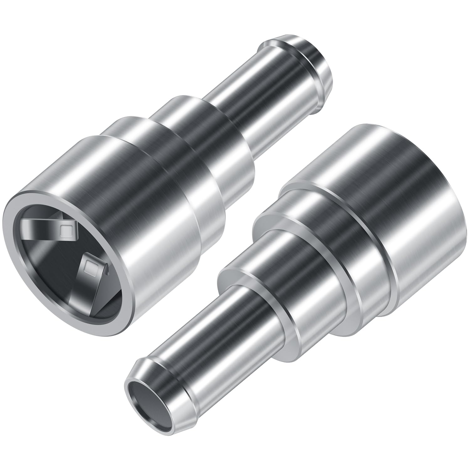 Yoursme coolant connector front view in stainless steel for durable Connections.