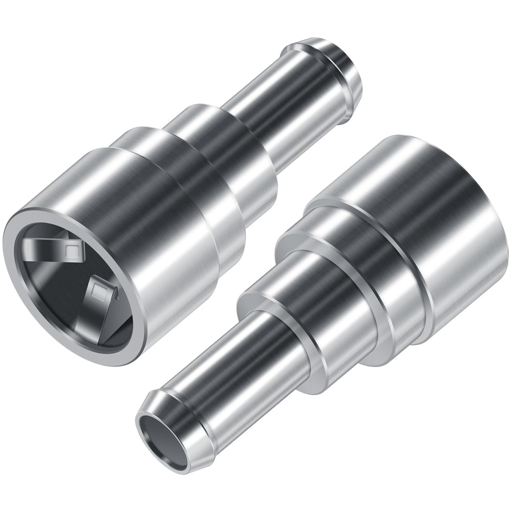 Yoursme coolant connector front view in stainless steel for durable Connections.