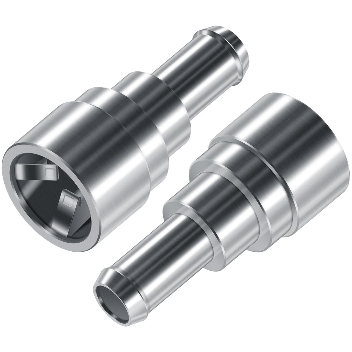 Yoursme coolant connector front view in stainless steel for durable Connections.