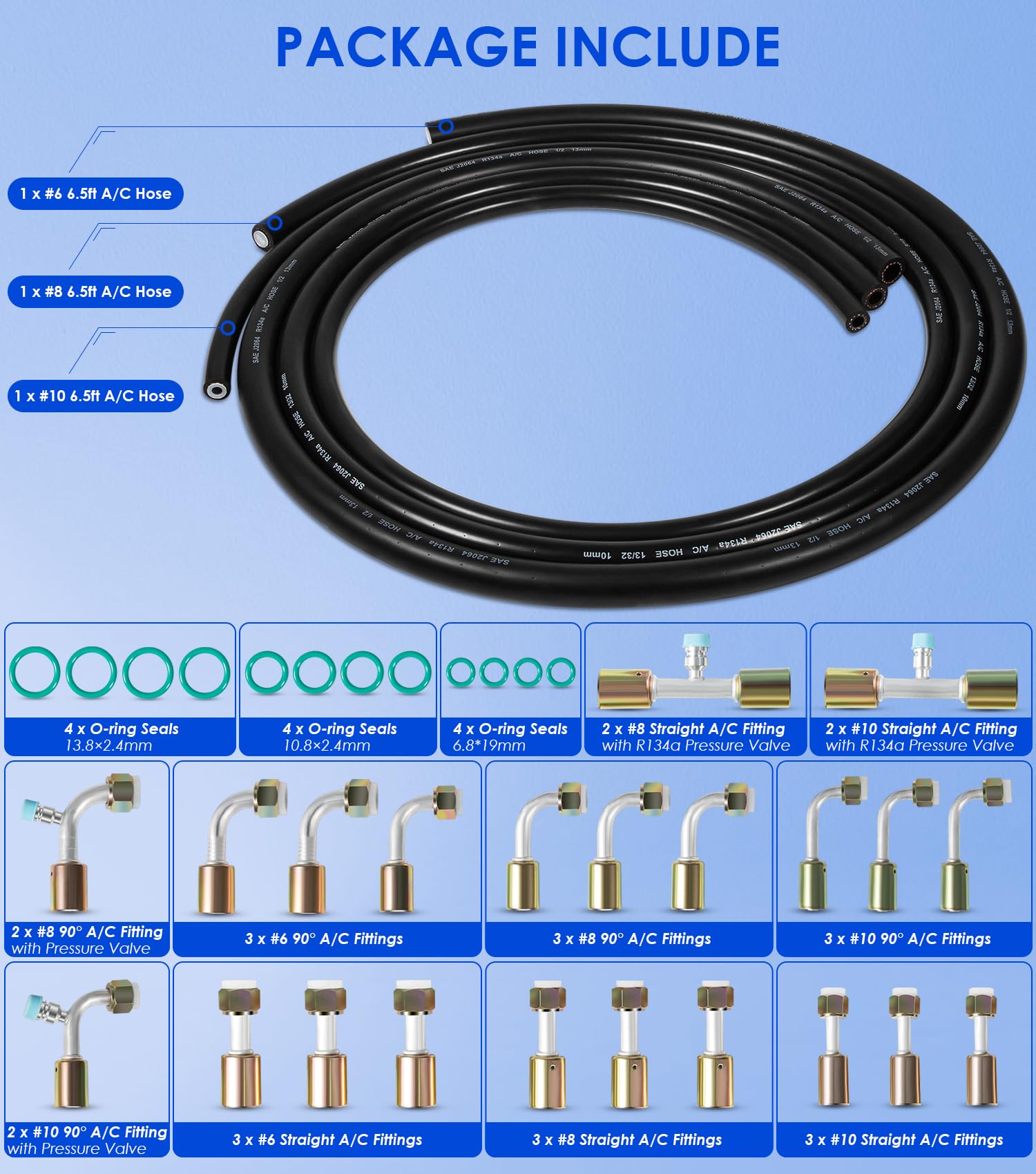 Yoursme 90-degree fittings for size 10, tight engine bay routing