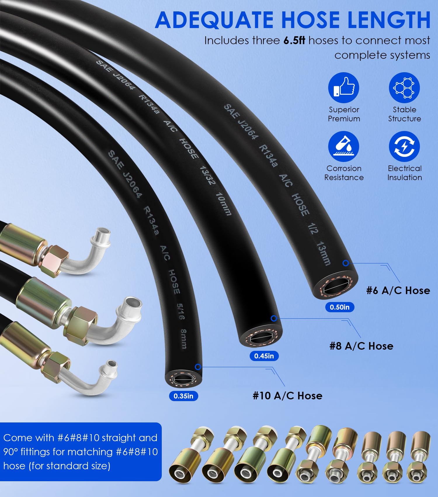Yoursme straight fittings for size 6, quick A/C connections
