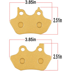 Close-up of Yoursme ceramic front brake pads for Harley-Davidson.