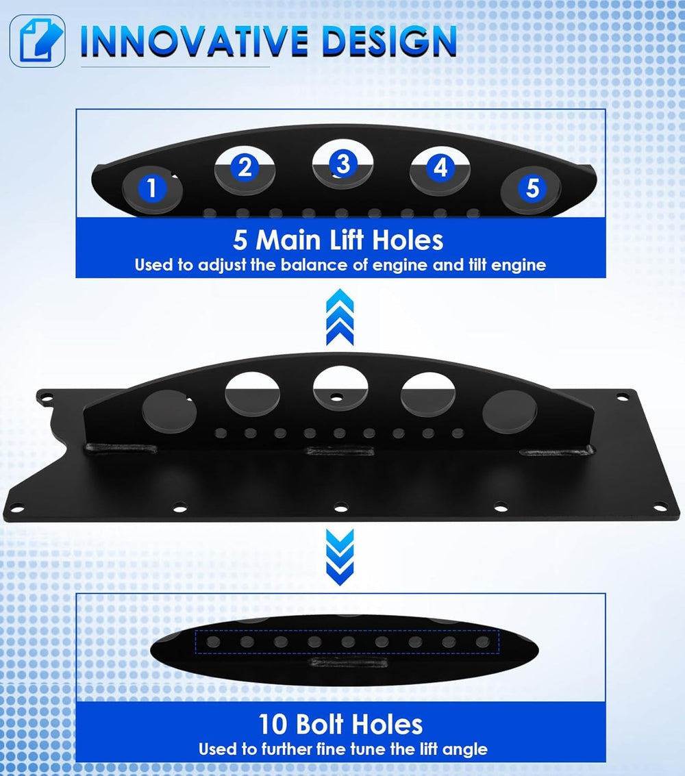 Yoursme lift plate with 10 bolt holders allows fine-tuned angles.