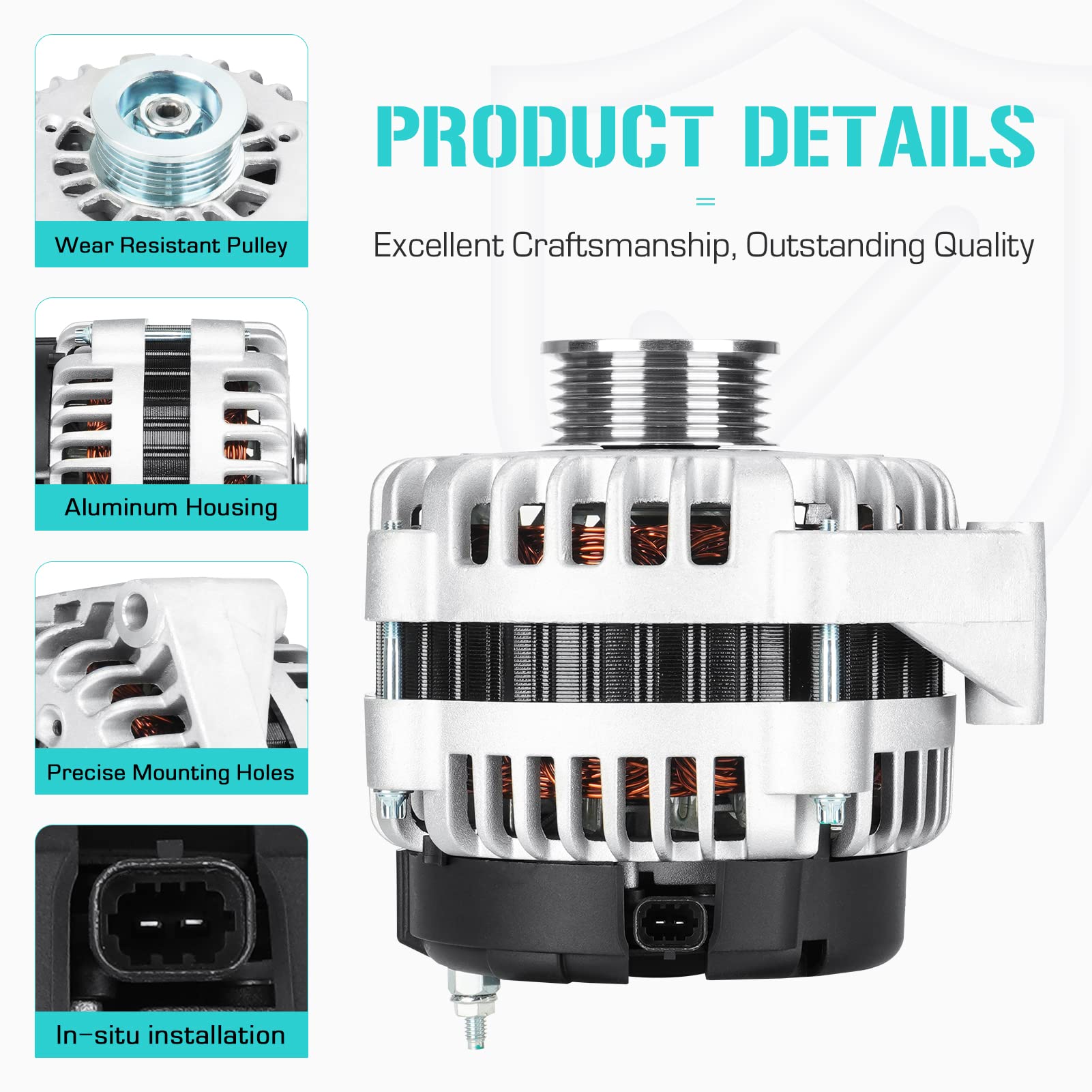 Youxmoto alternator coil detail emphasizing copper thickened coil for strong output