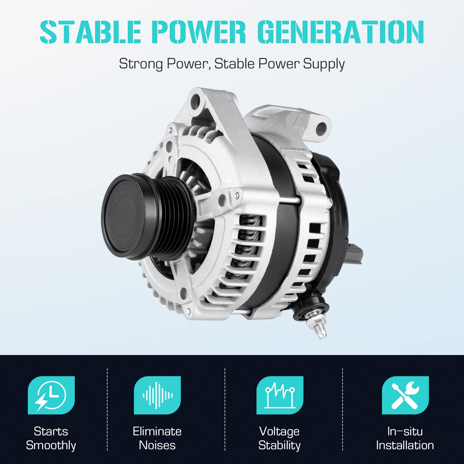 Youxmoto alternator with S6 pulley promoting smooth alignment and belt longevity