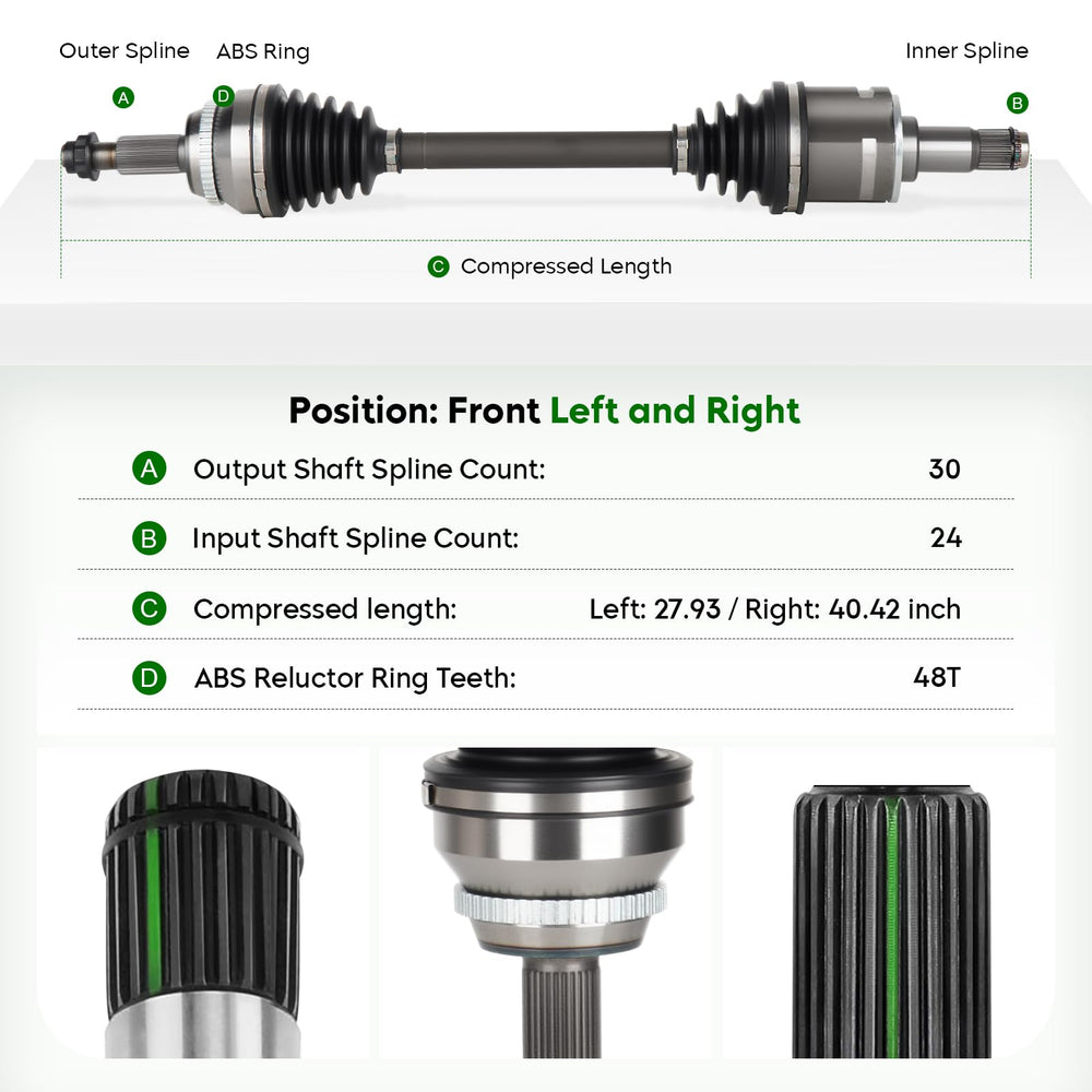 Youxmoto CV axle 48T ABS spline ensures precise hub engagement