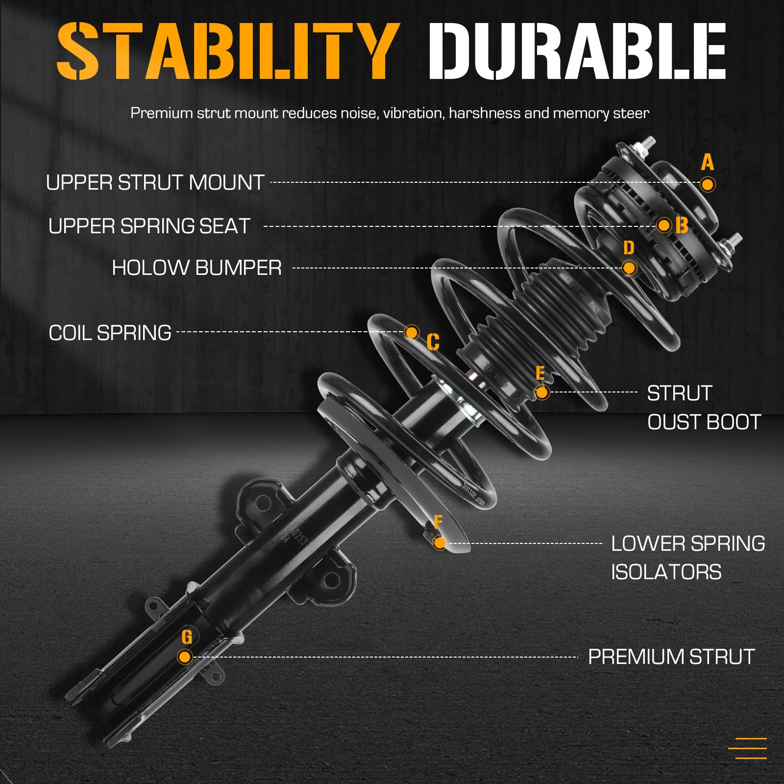Youxmoto front struts right side demonstrate balanced handling and improved highway stability.