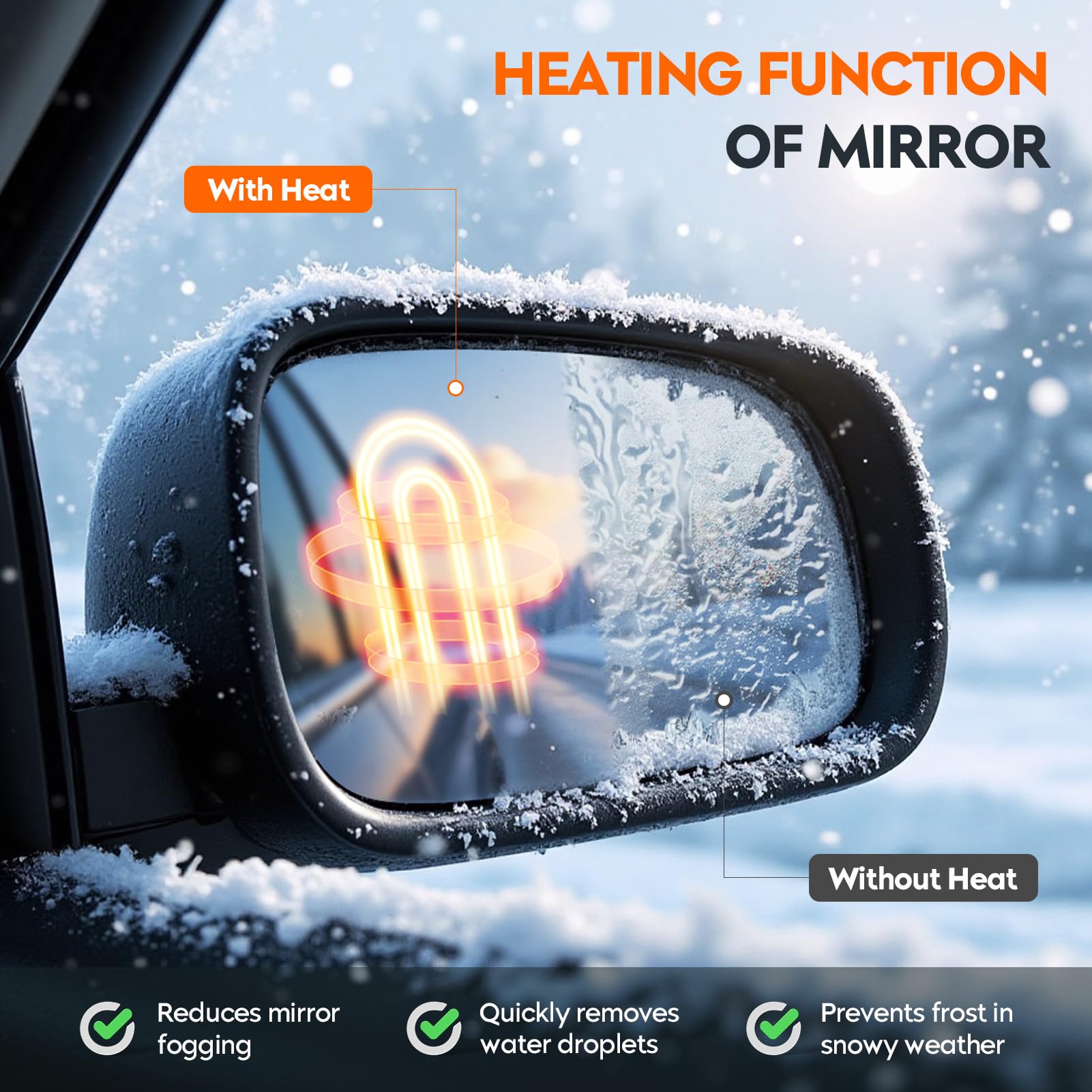 Youxmoto heated mirror glass with defogging keeps visibility clear