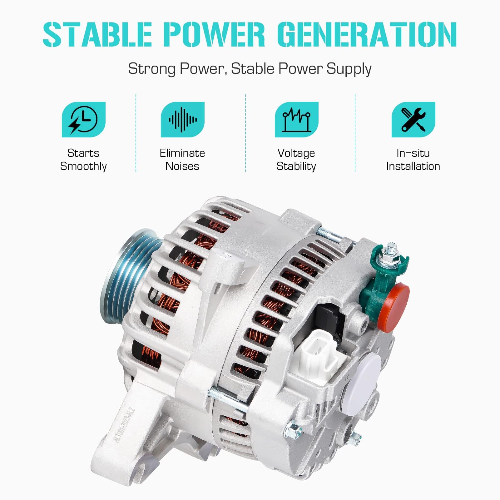 Youxmoto new alternator for Ford F-150, close-up aluminum coil, showcases build quality.