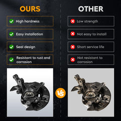 Youxmoto steering knuckle closeup, rust resistant coating offers durability in harsh conditions.