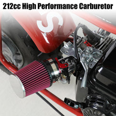 YOXUFA 212cc exhaust pipe TIG-weld joint close-up highlighting durability.