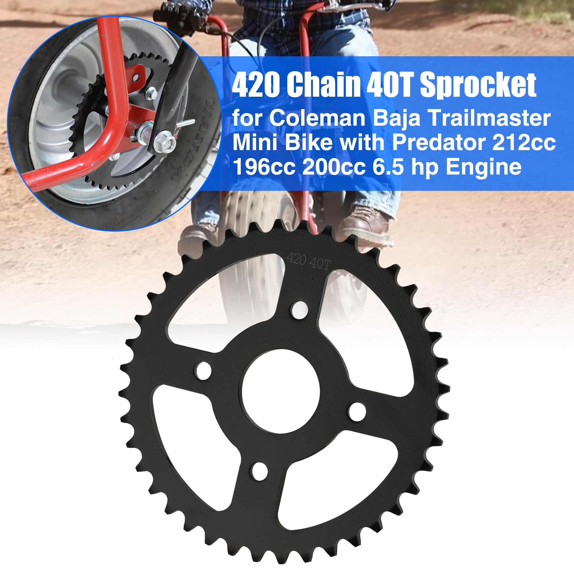 YOXUFA 40-tooth 420 sprocket center bore 40mm for precise fit.