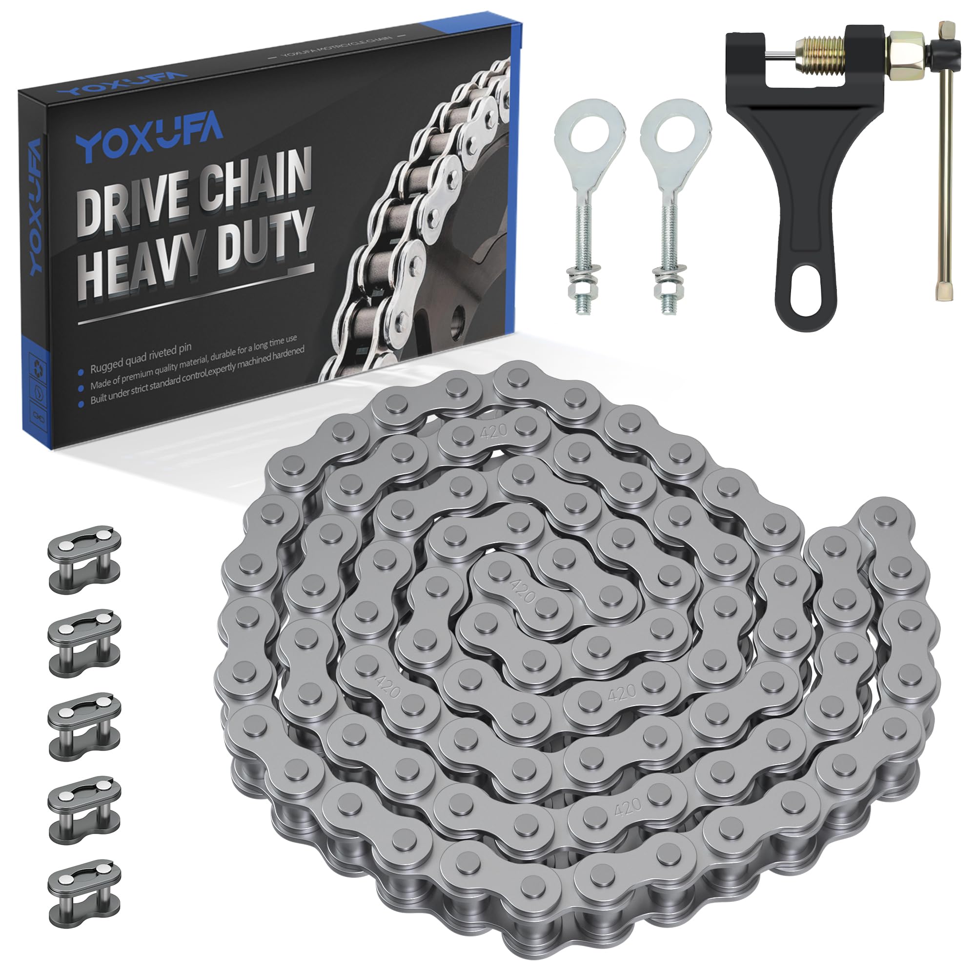 YOXUFA 420 chain with 90 links designed for mini bike drivetrains