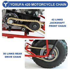 YOXUFA 420 rear drive chain 90 links for durable performance on rider-ready bikes.