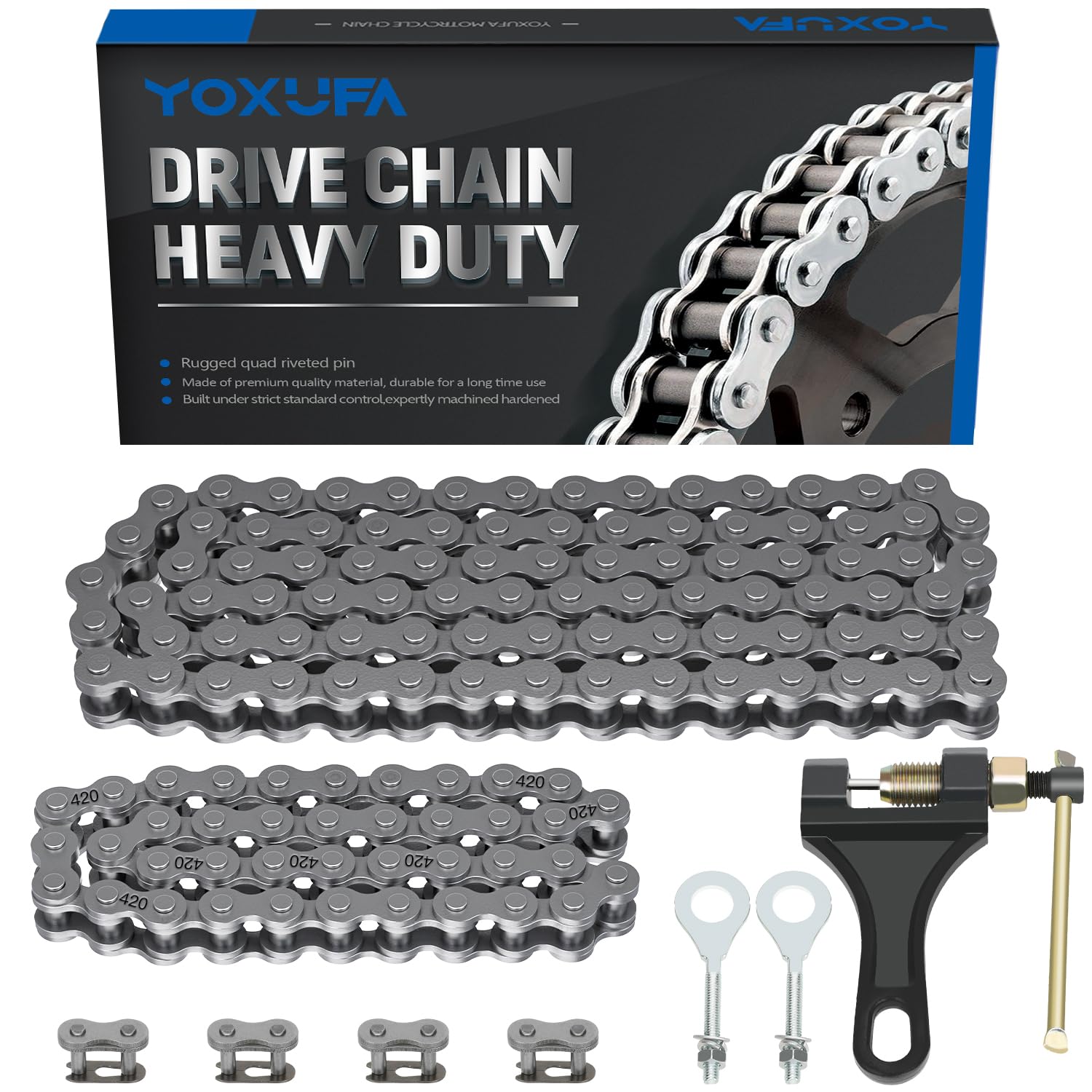 YOXUFA 42-link drive chain for CT200U mini bike, enhanced durability and smooth power transfer