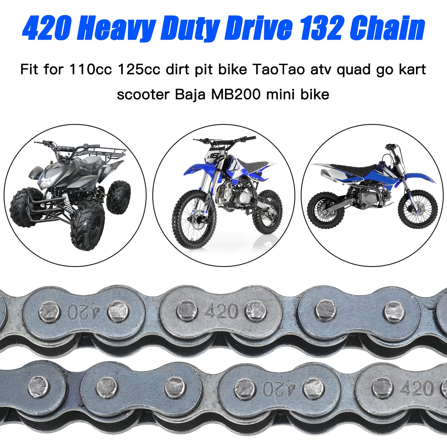 YOXUFA 420 chain with connector links included for easy assembly