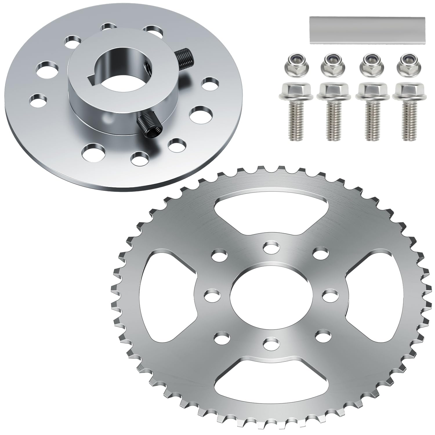 YOXUFA 48T 420 sprocket hub in durable steel for Predator go-karts.
