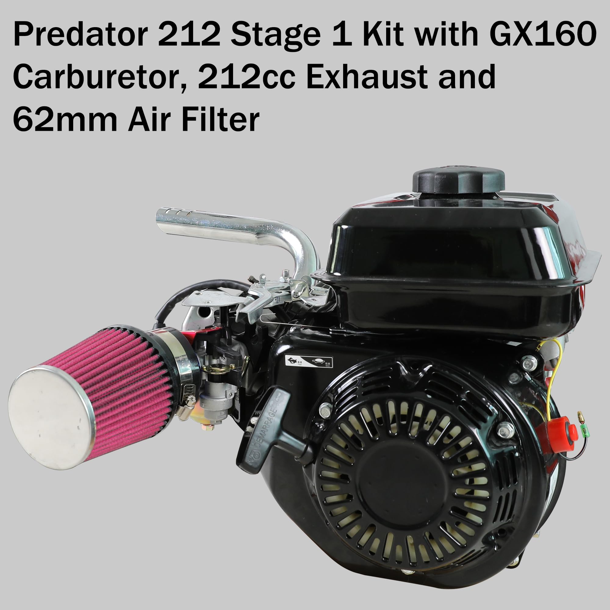 YOXUFA 62mm air filter installed for improved airflow and fuel efficiency.