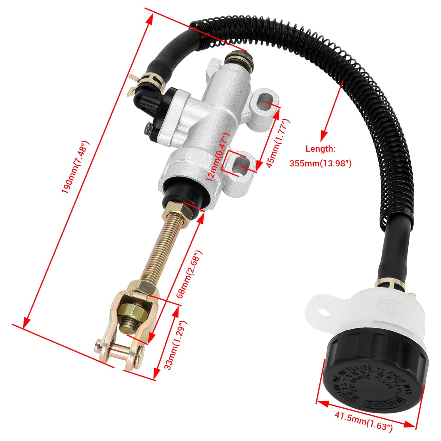 YOXUFA braided 70-inch brake line provides durable, flexible routing.