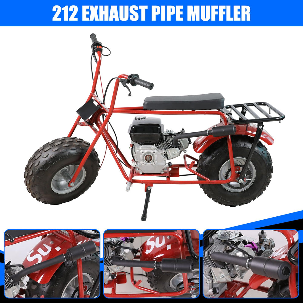 YOXUFA Predator-212 exhaust header pipe muffler close-up with heat shield for safety