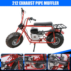 YOXUFA Predator-212 exhaust header pipe muffler close-up with heat shield for safety