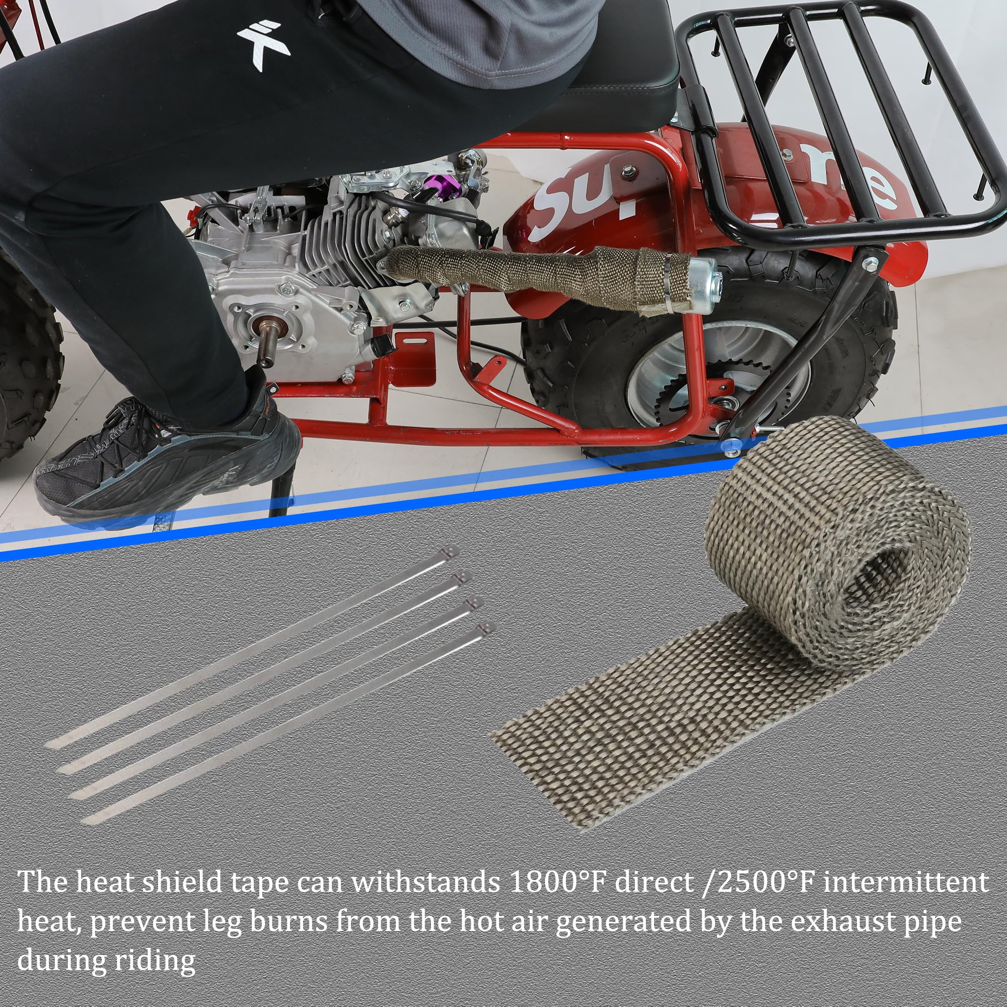 YOXUFA heat shield tape protects engine components during high-heat rides.