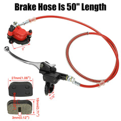 YOXUFA hydraulic brake hose extended to 50 inches for flexible routing.