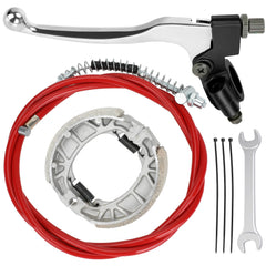 YOXUFA mini bike brake lever close-up showing chrome handle and lever edge for precise control