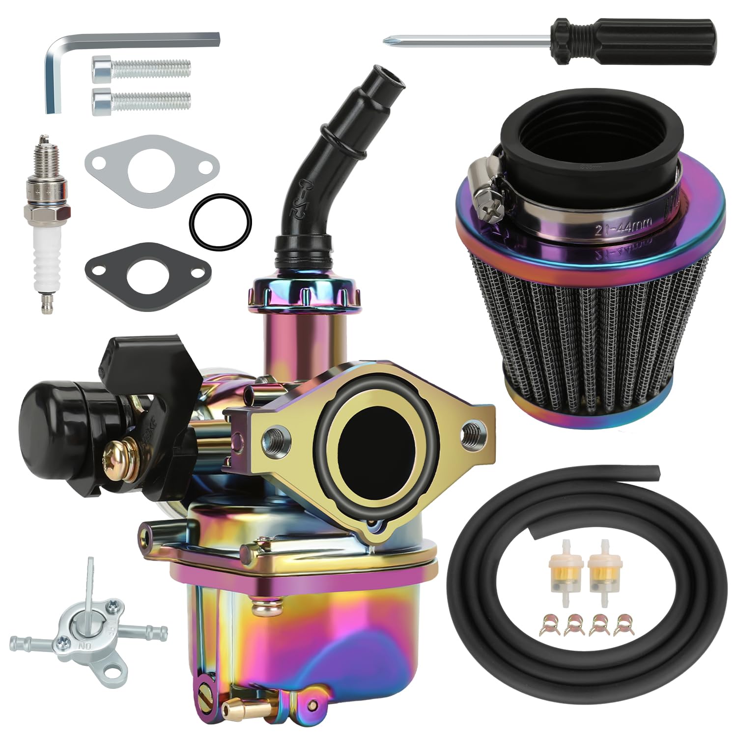 YOXUFA PZ19 carburetor front view, compact 19mm body for 110–125cc engines