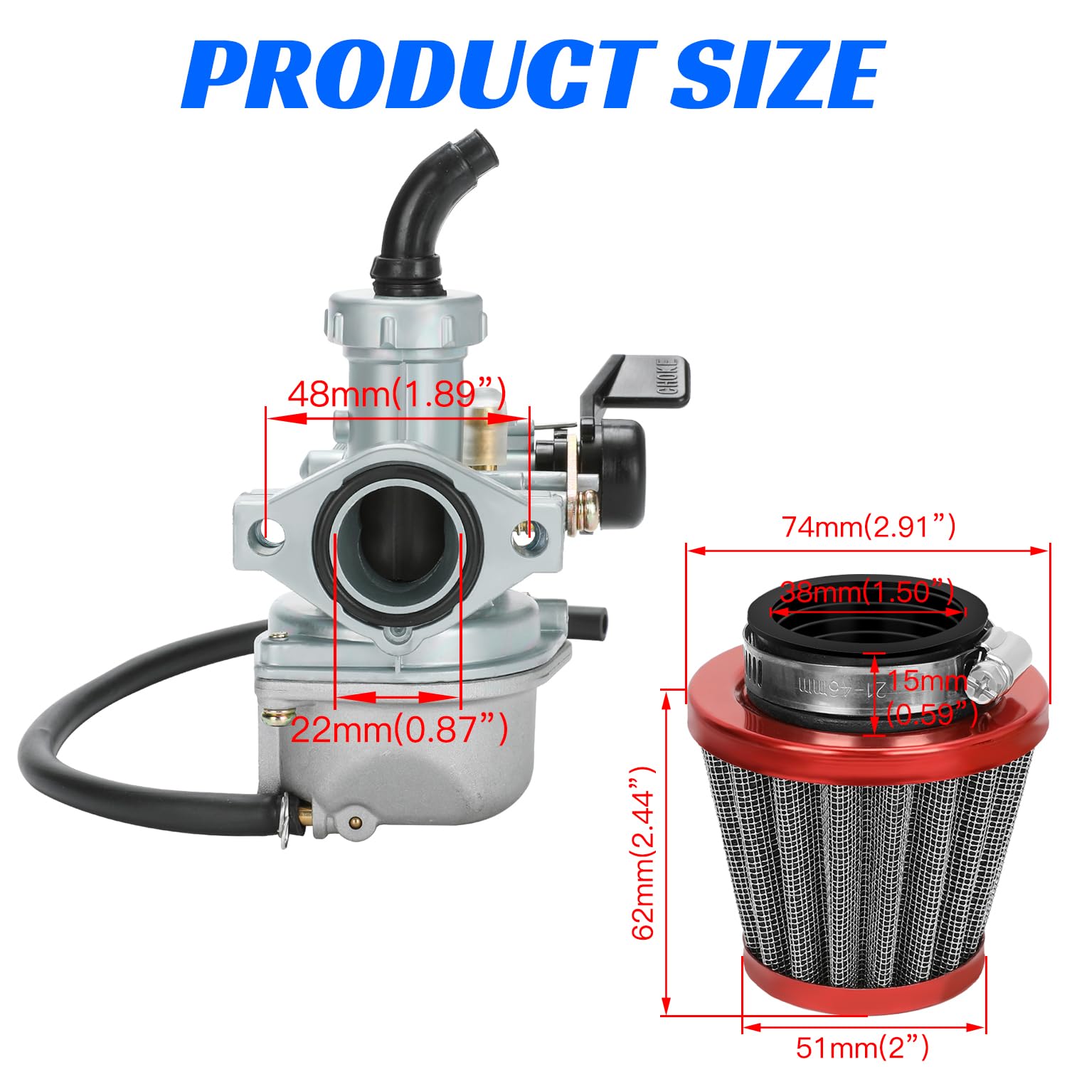 YOXUFA PZ22 throttle cable assembly delivers smooth throttle response.