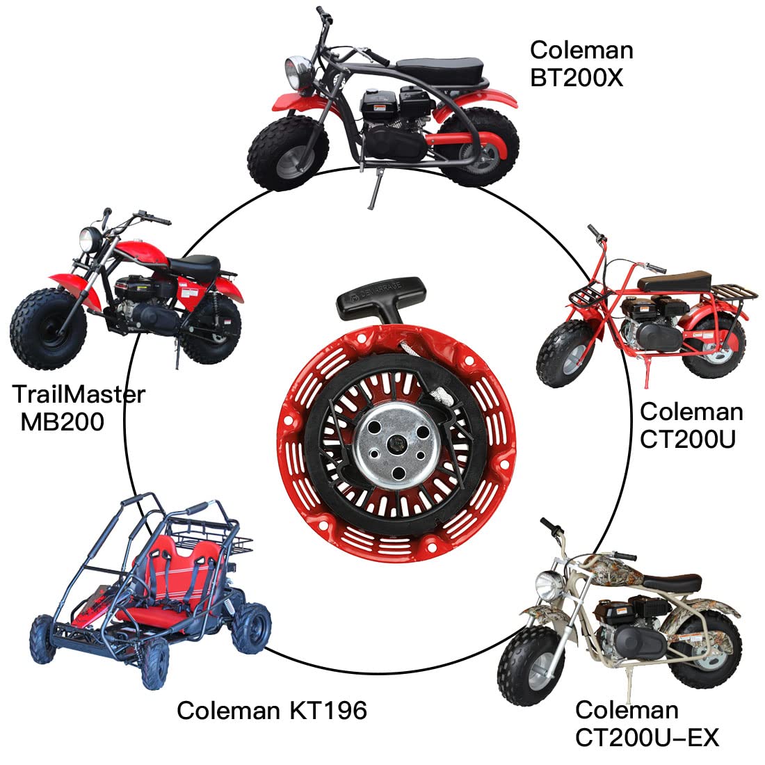 YOXUFA pull starter with bolts and spark plug for easy fit.