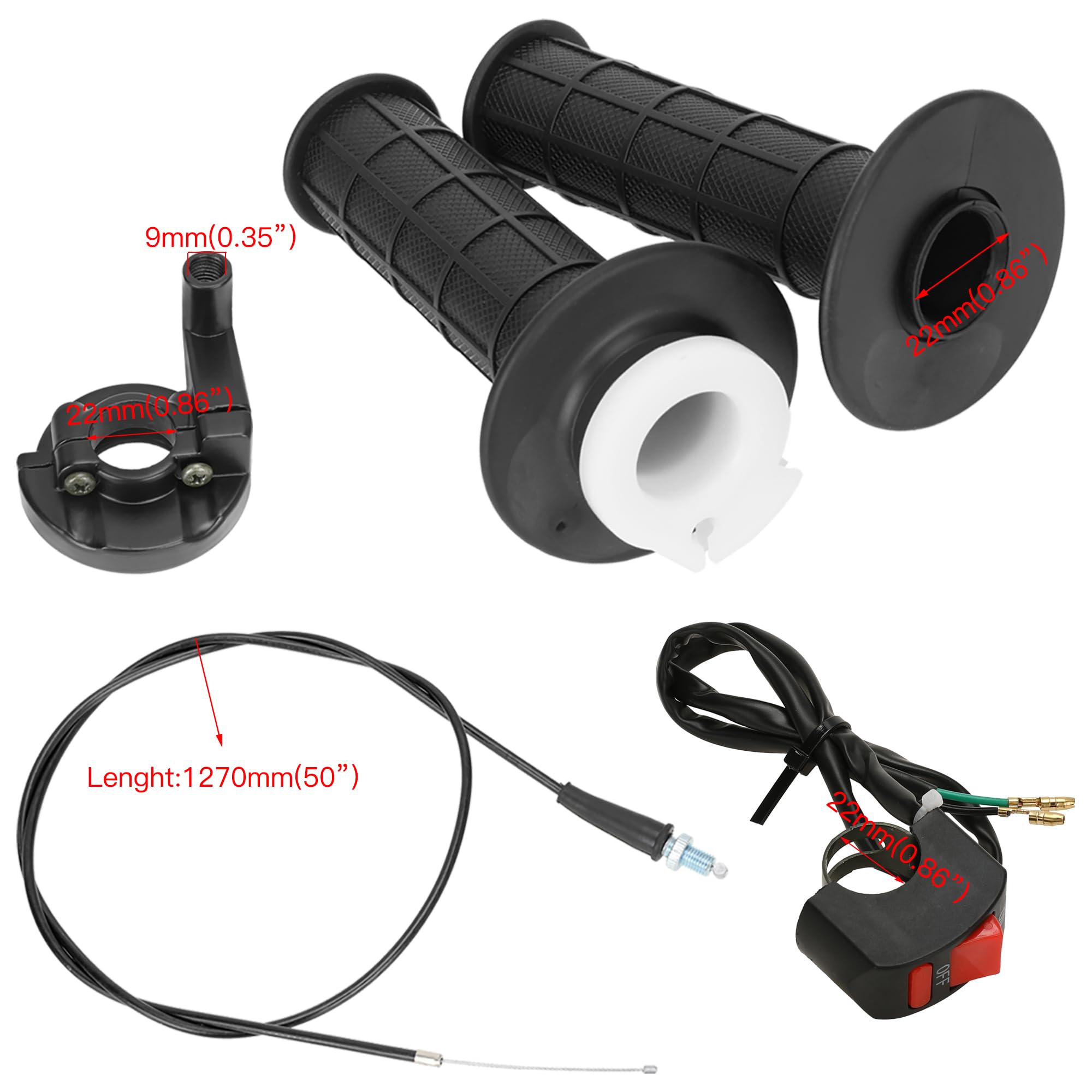 YOXUFA VM22 mini bike throttle grips provide comfortable control
