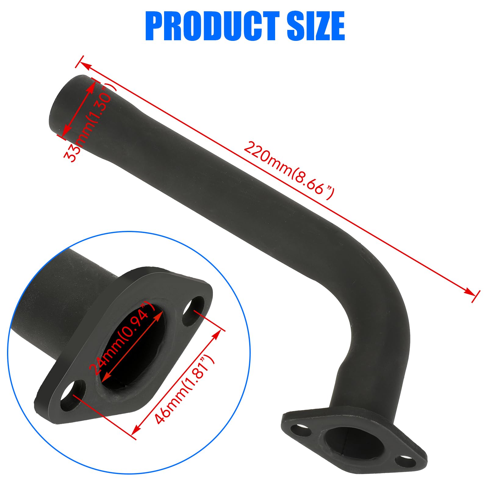 YOXUFA welded interface on Predator-212 exhaust reduces crack risk