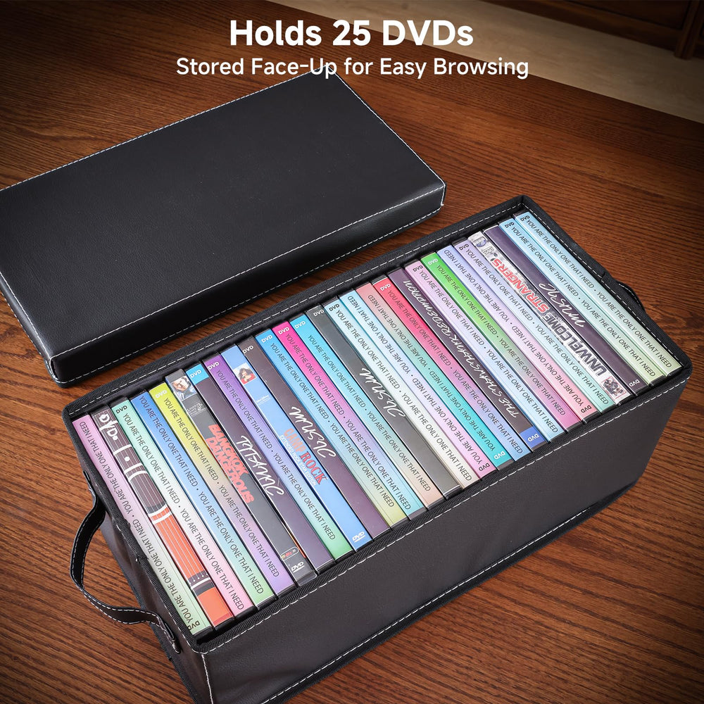 yoyobubu DVD storage box folded flat demonstrating stackable, space-saving design.